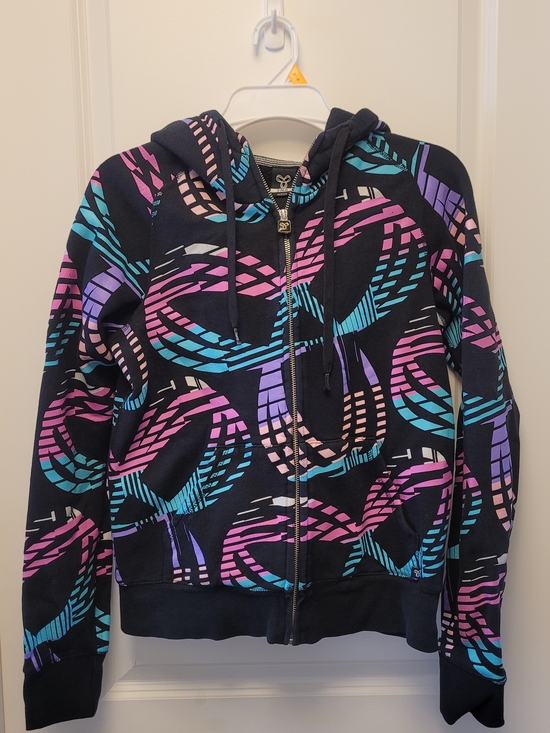 TNA Tops - TNA Aritzia Graphic Print Zip Up Hoodie Jacket Black Pink Blue Purple Medium